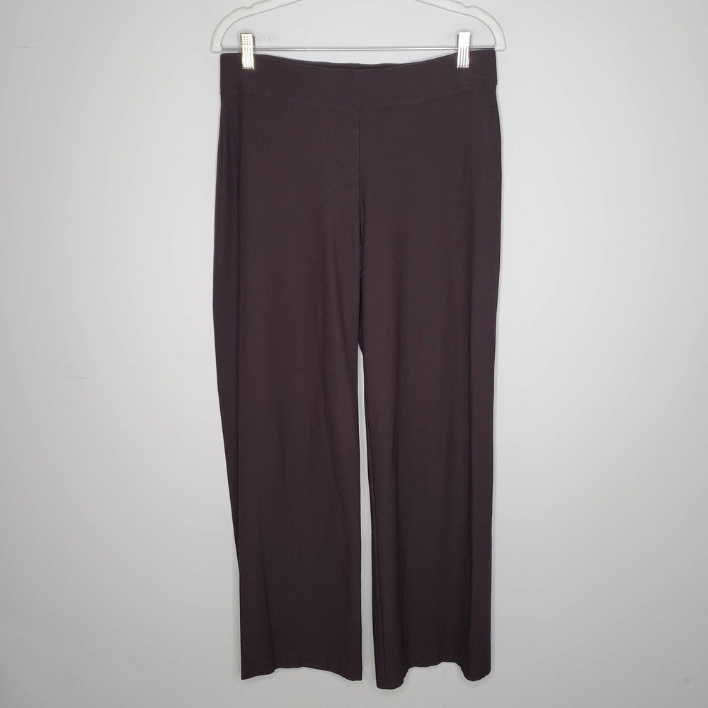 EILEEN FISHER Solid Brown Pull On Wide Leg Pants Sz Small S